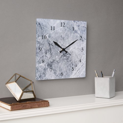 Modern stone look stylish gray rock pattern square wall clock