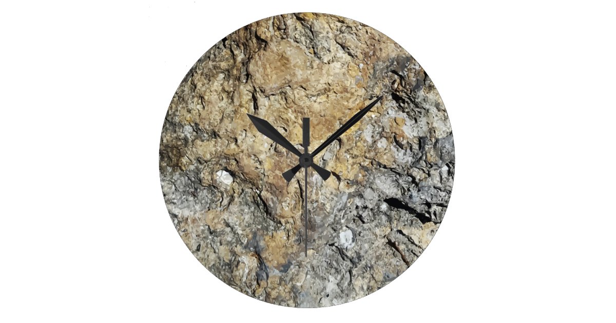Modern Stone Look Wall Decor Large Clock Zazzle Com