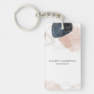 Modern Stone Marble Business Custom Keychain