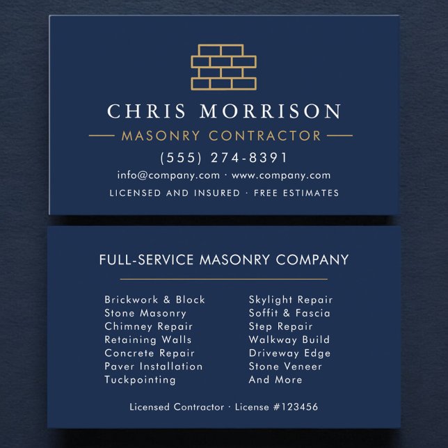 Modern Stone Masonry Business Card (Creator Uploaded)