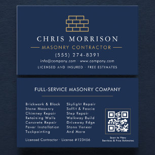 Modern Stone Masonry QR Code Business Card