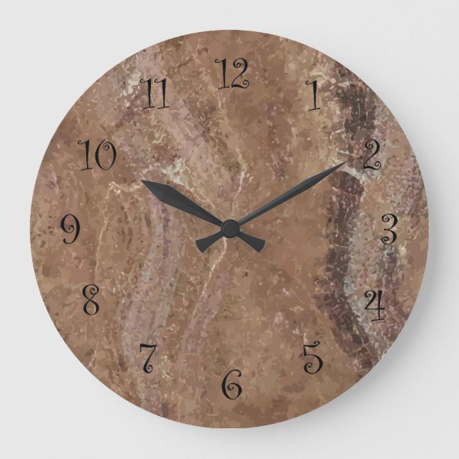 Modern Stone Pattern Faux Marble Wall Clcoks Large Clock (Front)