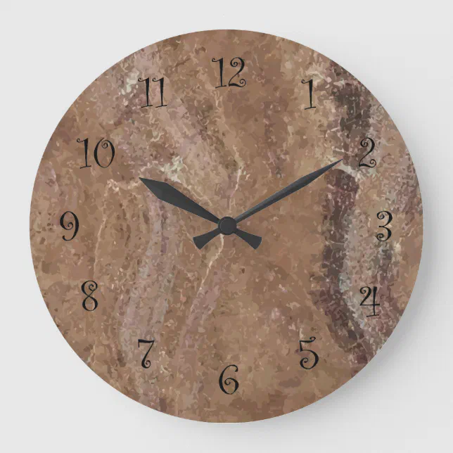Modern Stone Pattern Faux Marble Wall Clcoks Large Clock | Zazzle