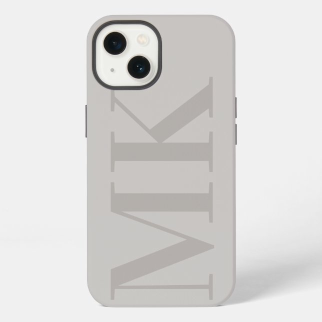 Modern stone two tone minimalist initials iphone case (Back)