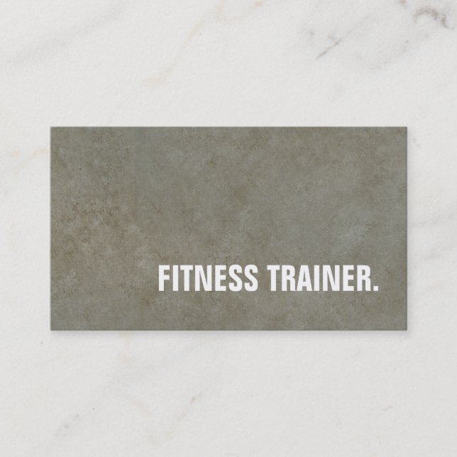 Modern Stone Wall Grey Fitness Trainer Business Card (Front)