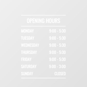 Modern Store Opening Hours Window Cling | Zazzle