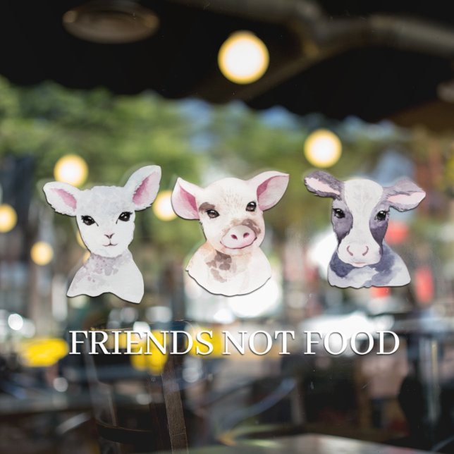 Modern Store Window Vegan | Friends Not Food Window Cling (Creator Uploaded)