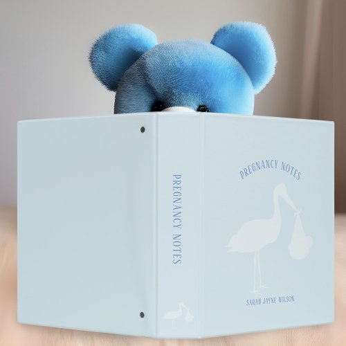 Modern Stork Baby Boy Blue Pregnancy Binder