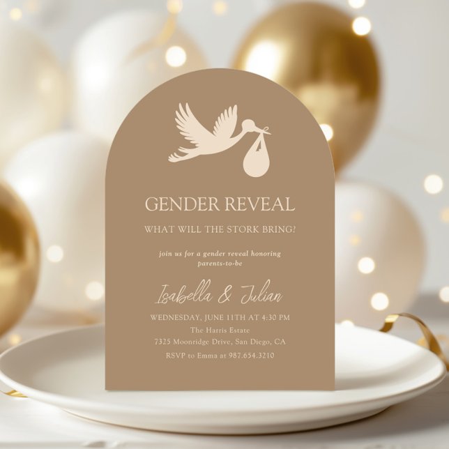 Modern Stork Baby Delivery Gender Reveal Invitation (Creator Uploaded)