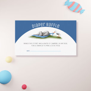 Modern Stork Elephant Diaper Raffle Enclosure Card