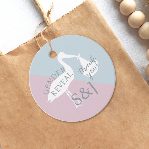 Modern Stork Gender Reveal Party Thank You Favor Tags