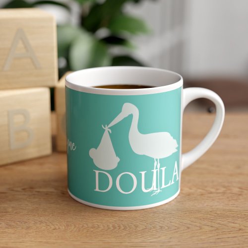 Modern Stork Silhouette Teal Doula Espresso Cup