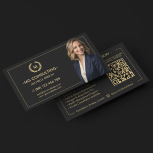 Modern Strategic Consultant CPA Accountant Black Business Card