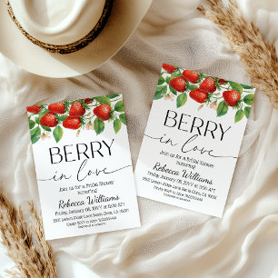 Modern Strawberry Berry In Love Bridal Shower Invitation