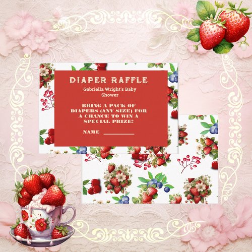 Modern Strawberry Berry Sweet Diaper Raffle Ticket Enclosure Card