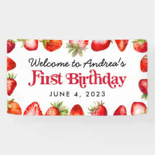 Berry First Birthday Sign Strawberry Blueberry 1st Birthday Party Sign -  Design My Party Studio