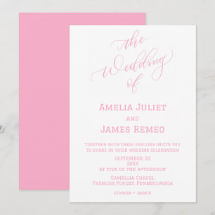 Modern Strawberry Milk and White Simple Wedding Invitation