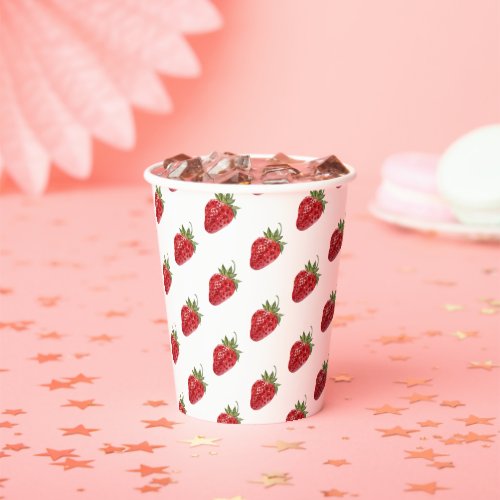 Modern Strawberry Pattern Baby Shower Paper Cups