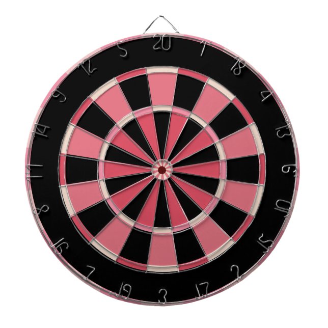 Modern Strawberry Pink and Black Dart Board (Front)