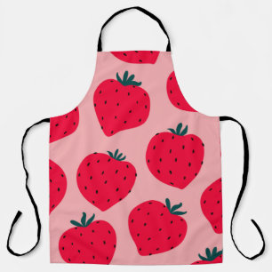 Modern strawberry seamless pattern. Big red round Apron