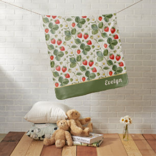 Modern Strawberry Summer Fruit Garden Baby Blanket