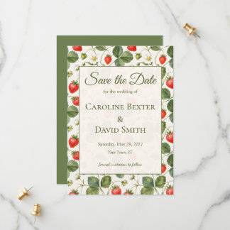 Modern Strawberry Summer Fruit Garden Wedding Save The Date