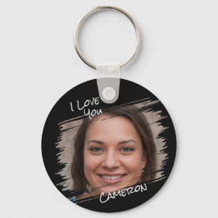 Modern Street Art Add Photo I Love You Boyfriend Keychain