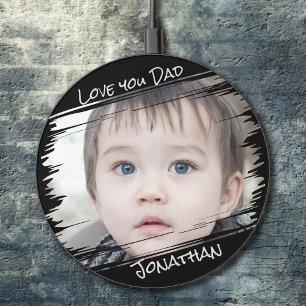 Modern Street Art Add Your Photo Love You Dad Gift Wireless Charger