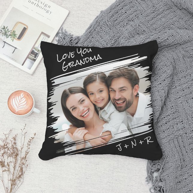 Modern Street Art Add Your Photo Love You Grandma Throw Pillow (Creator Uploaded)