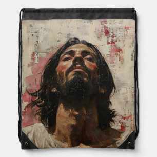 Modern Street Art Jesus Drawstring Bag