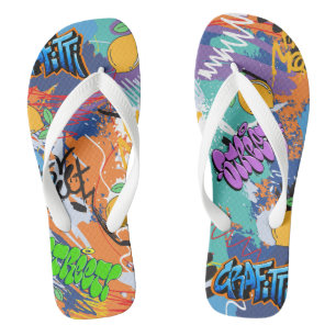 Modern street art l Vibrant artwork l Blue Flip Flops
