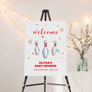 Modern Strike Up Bowling Baby Shower Welcome Sign