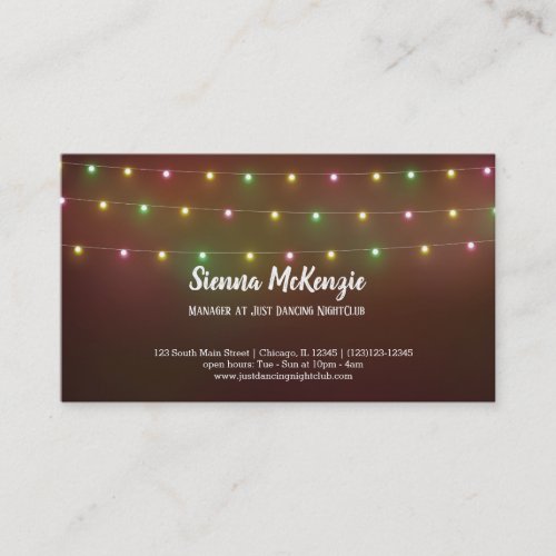 Modern string lights business card