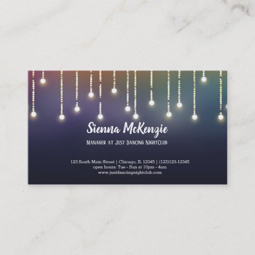 Modern string lights business card
