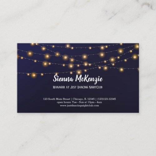 Modern string lights business card