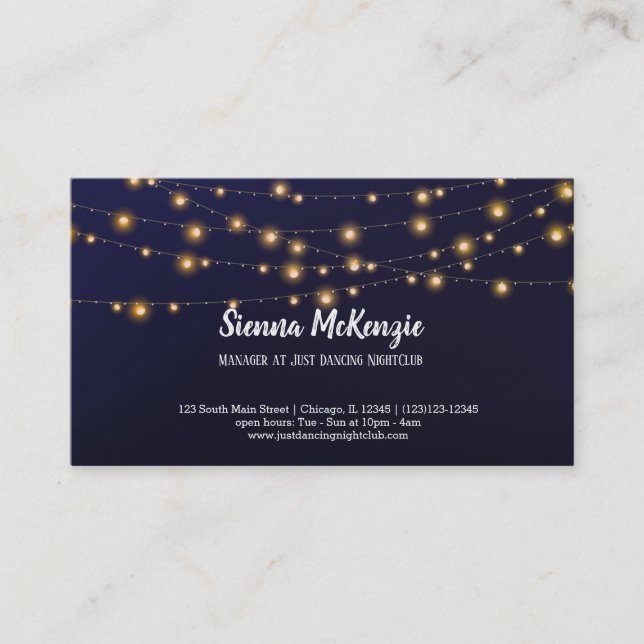 Modern string lights business card (Front)