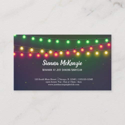 Modern string lights business card