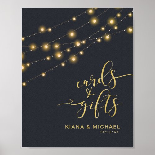 Modern String Lights Cards and Gifts Gold ID585 Poster