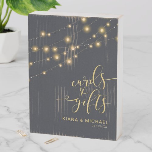 Modern String Lights Cards  Gifts Gold ID585 Wooden Box Sign
