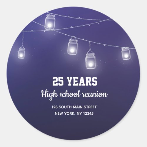 Modern string lights classic round sticker