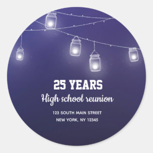 Modern string lights classic round sticker