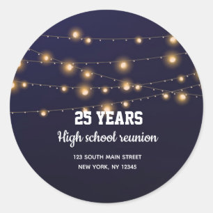 Modern string lights classic round sticker