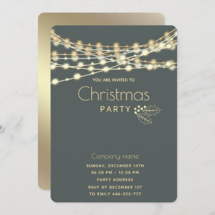 Modern string lights corporate Christmas party   Invitation