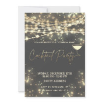 Modern  string lights corporate Cocktail party  Invitation