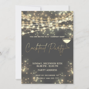 Modern  string lights corporate Cocktail party  Invitation