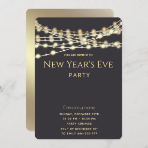 Modern string lights corporate New Year party Invitation