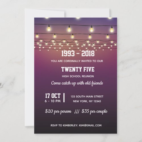 Modern string lights invitation