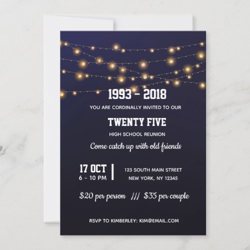 Modern string lights invitation