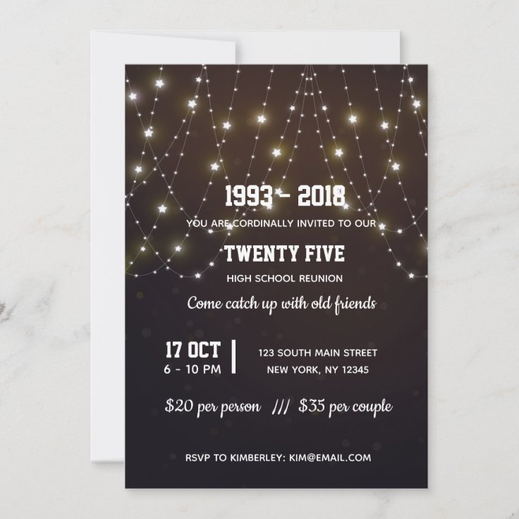 Modern string lights invitation Zazzle