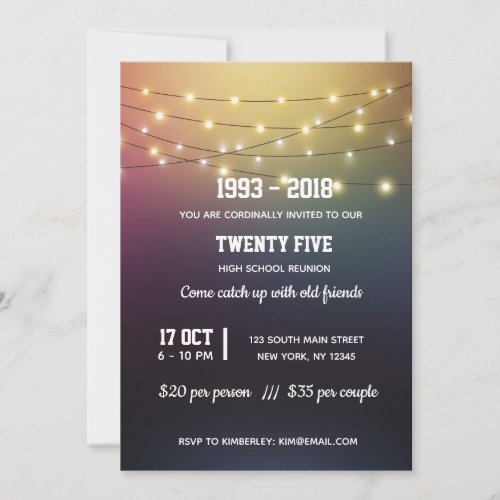 Modern string lights invitation